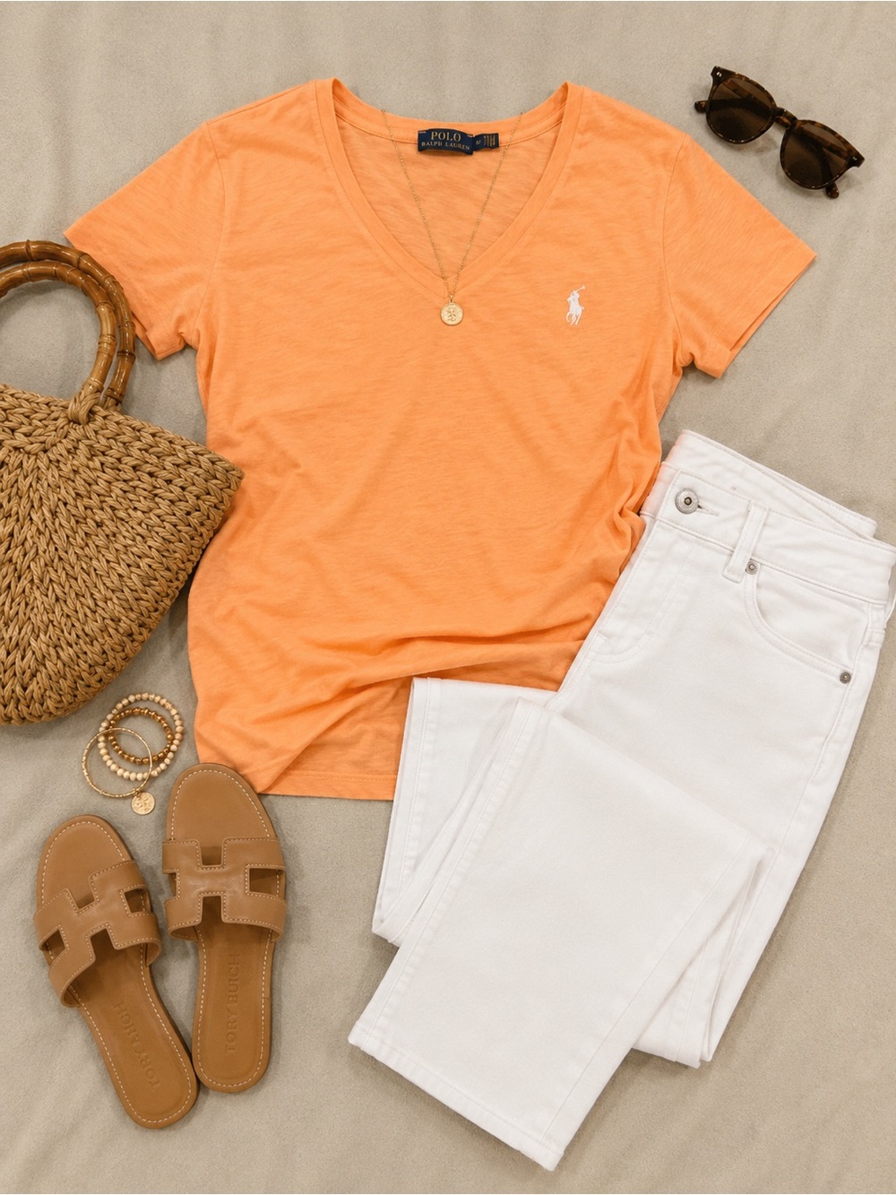 Ralph Lauren Orange V-Neck Short Sleeve Tee
